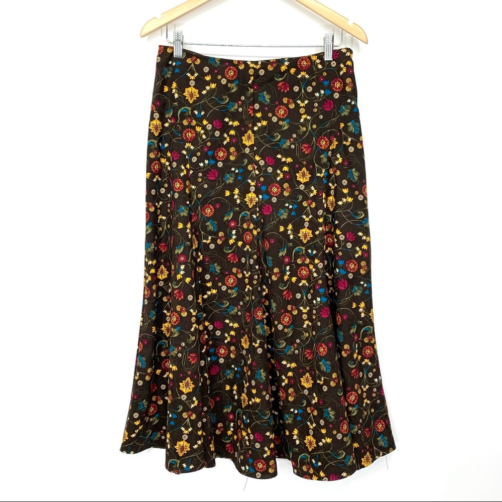 Christopher & Banks Fall Western Wildflower Velvety Faux Suede Skirt Near Vntg